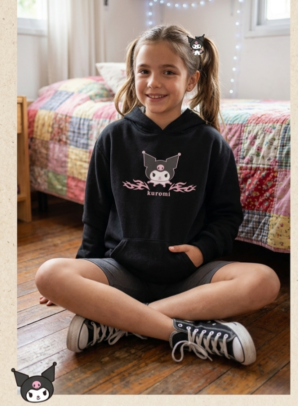 Producto - BUZO CANGURO FRISADO KUROMI NEGRO T.12 - 0