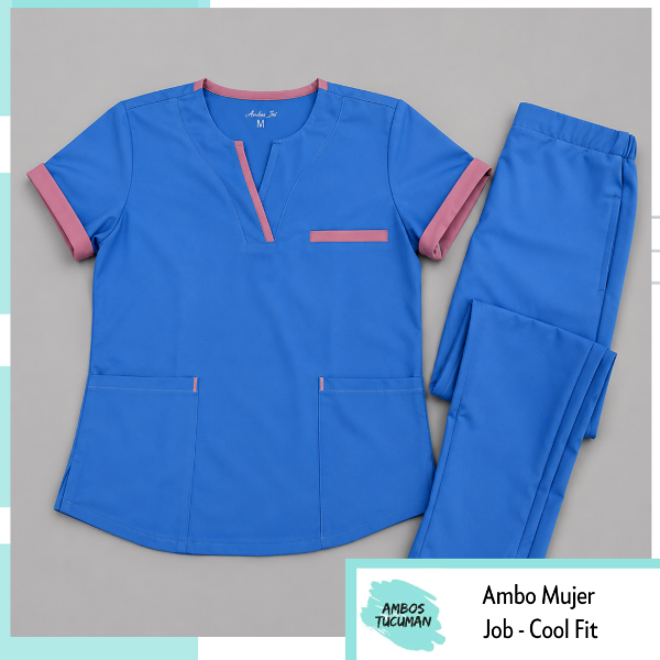 Producto - Ambo Job Celeste detalle Rosa
