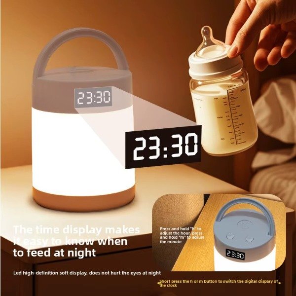Producto - 0702 Velador Lampara Con Reloj Recargable Usb Tactil Ajustable - 2