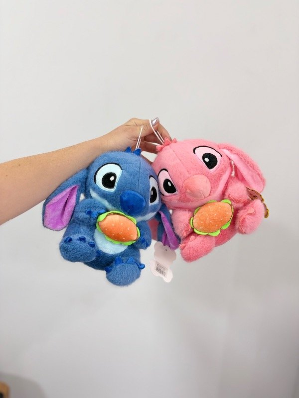 Producto - Peluche Stich rosa celeste con hamburguesa