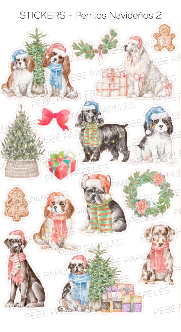 Producto - Stickers Perritos Navideños 2