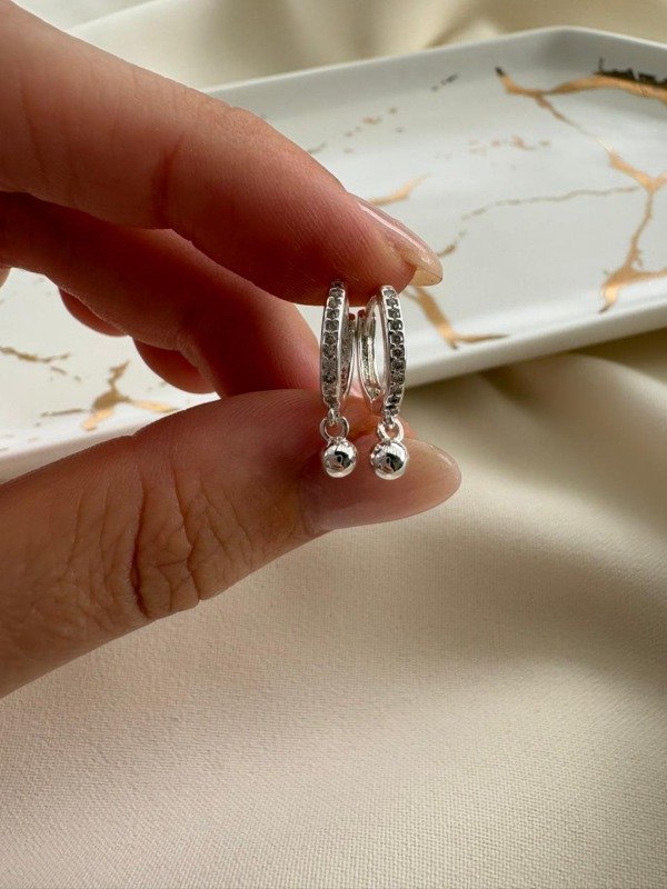Producto - Aros perla lisa colgante 15mm - Acero blanco