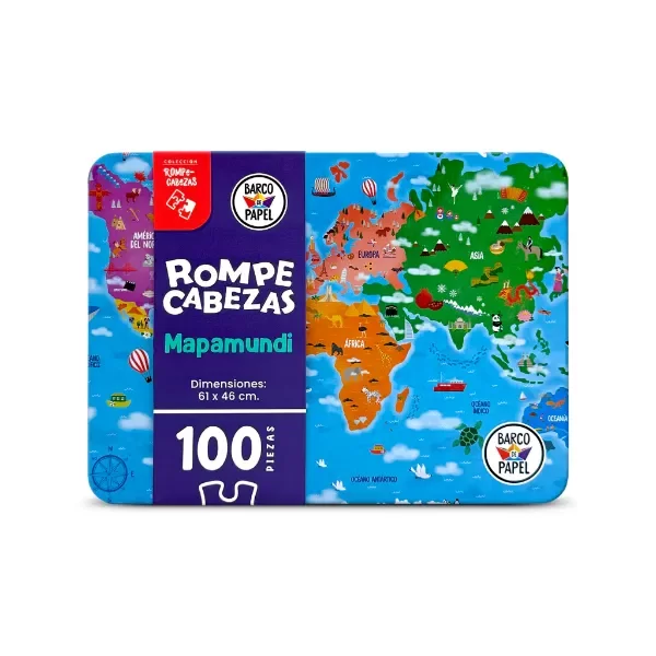 Producto - ROMPECABEZAS 100 PIEZAS MAPAMUNDI - EN LATA