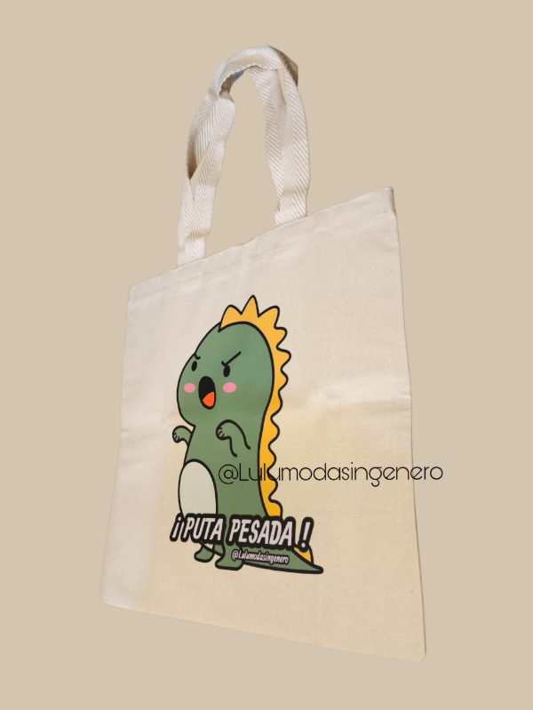 Producto - Tote bag put# pesada dino + 2 stickers vinilo