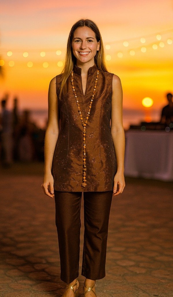 Producto - Collar Joaquina- Naranja y plata