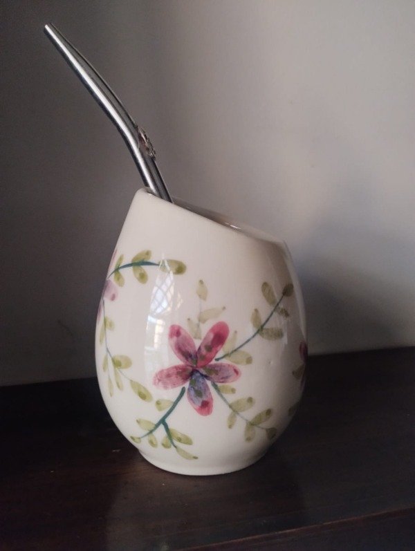 Producto - Mate flores acuareladas