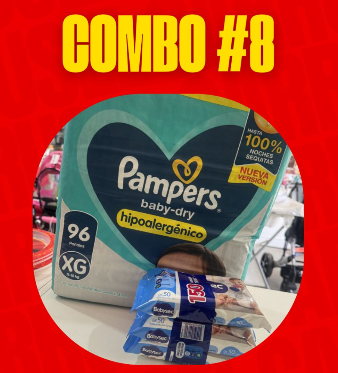 Producto - COMBO 8 - 1 PAMPERS BABY-DRY MENSUAL + 3 T. HUMEDAS BABYSEC