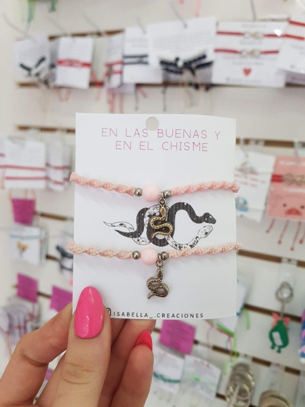 Producto - Pulseras vivoras colgante rosa