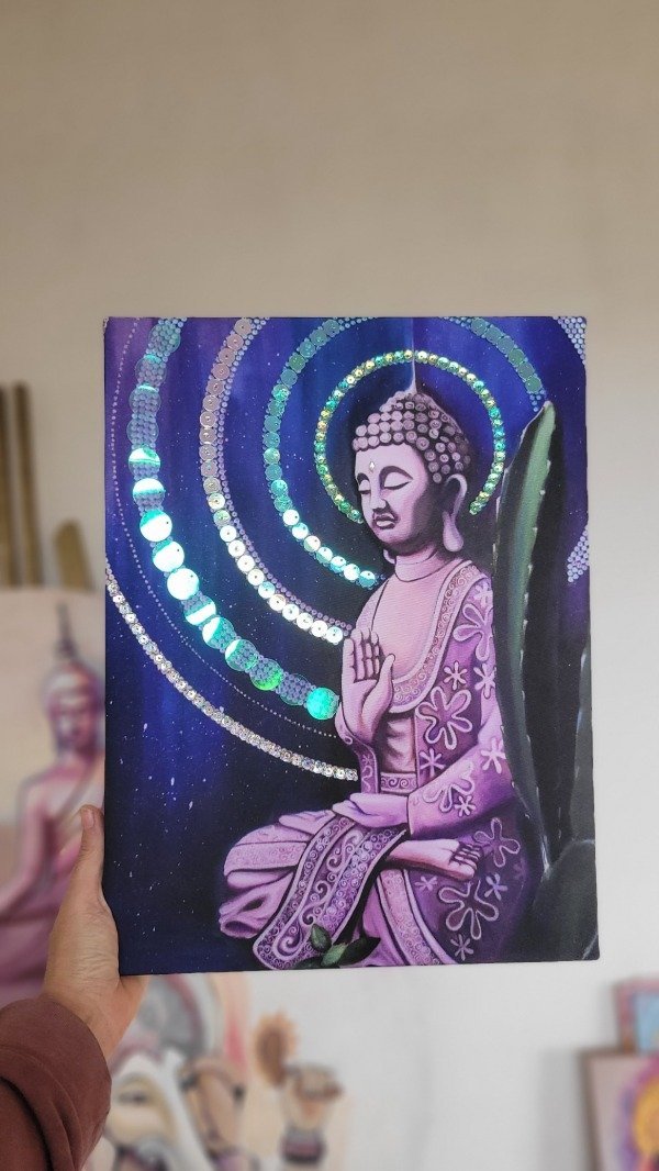 Producto - LIQUIDACIÓN. Buddha Cactus 30x40cm intervenido