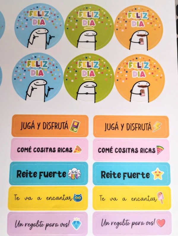 Producto - Combo 12 stickers circulares/20 stickers rectang/12 tarjetitas Día del Niño