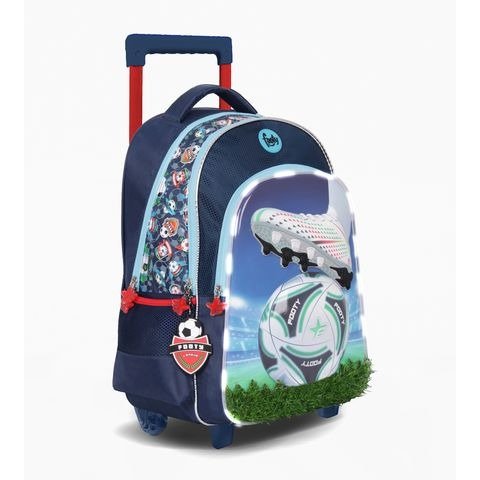 Producto - MOCHILA 18" CON CARRO CHAMPION CON LUZ LED X UNIDAD COLORES SURTIDOS FOOTY