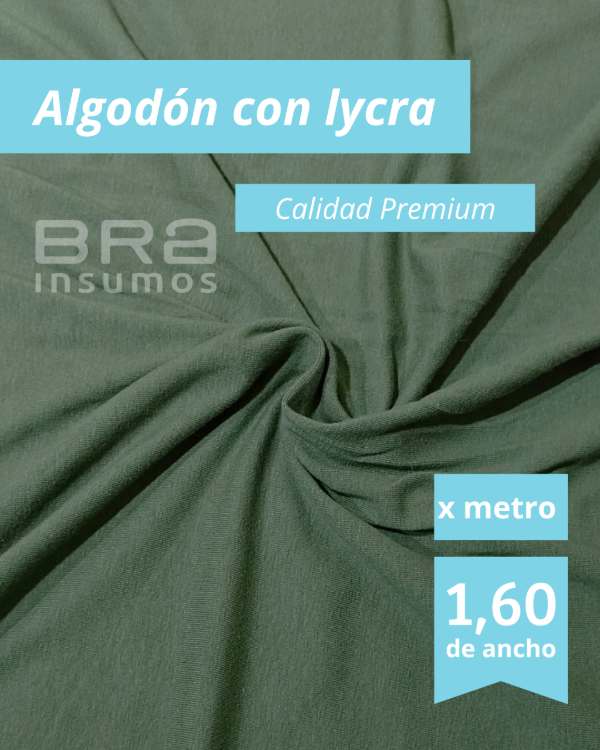 Producto - Algodón con Lycra Premium 1,6 m de Ancho - Verde Militar (x Metro)