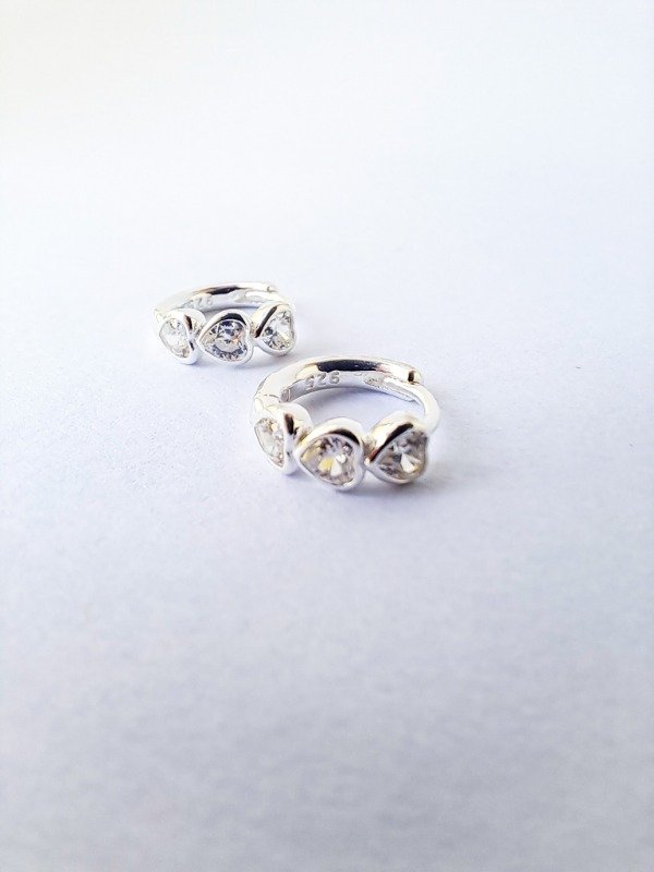 Producto - Aros Argollas Corazones Cubics 13 MM