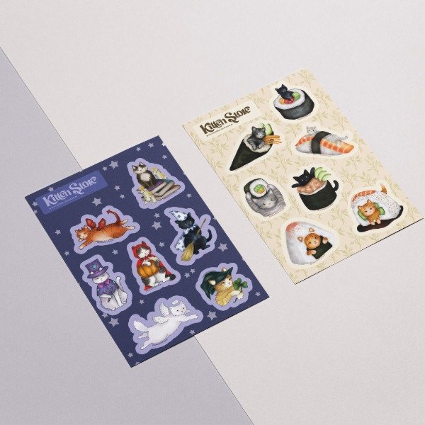 Producto - Plancha de stickers gatos astrológicos