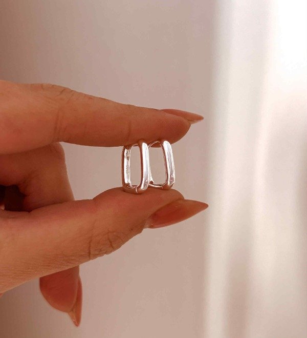 Producto - Argollas Rectangle Silver (par)