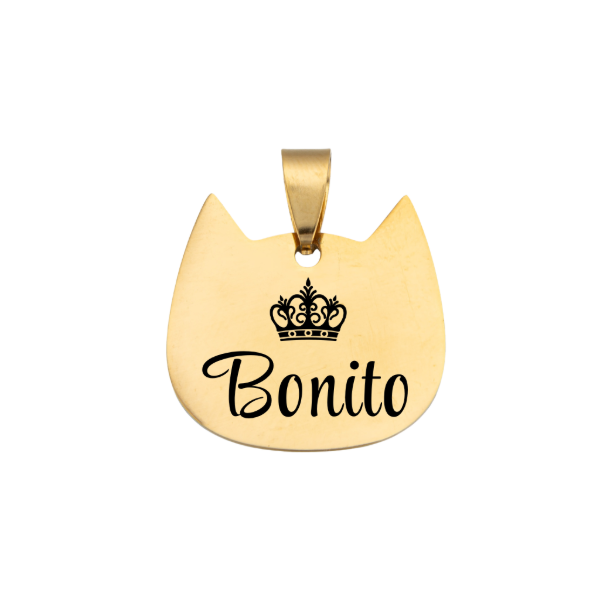 Producto - Chapita Personalizable Gato Dorado - Corona Reina - 0