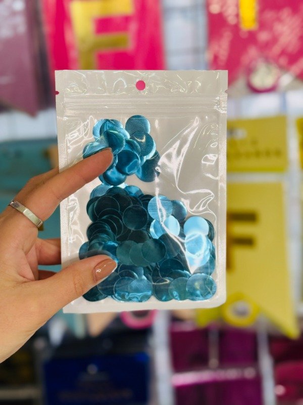 Producto - Confetti círculos celeste x10gr