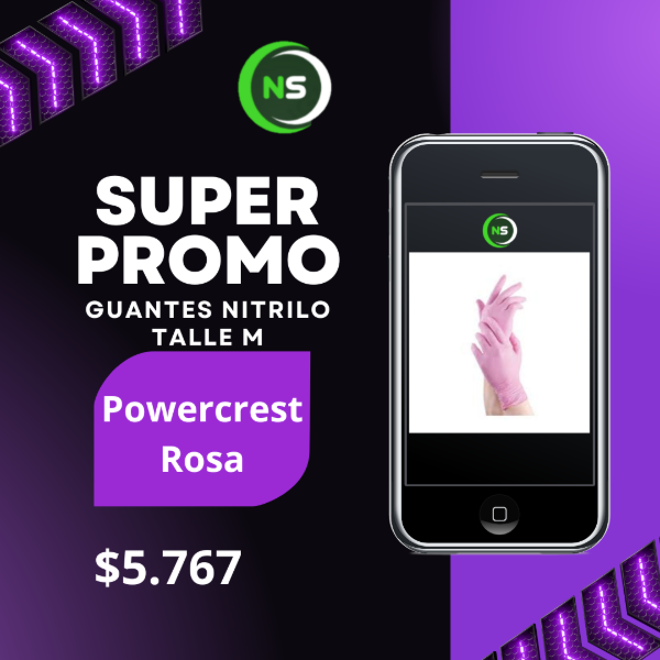 Producto - Guante Nitrilo Rosa Talle M Powercrets