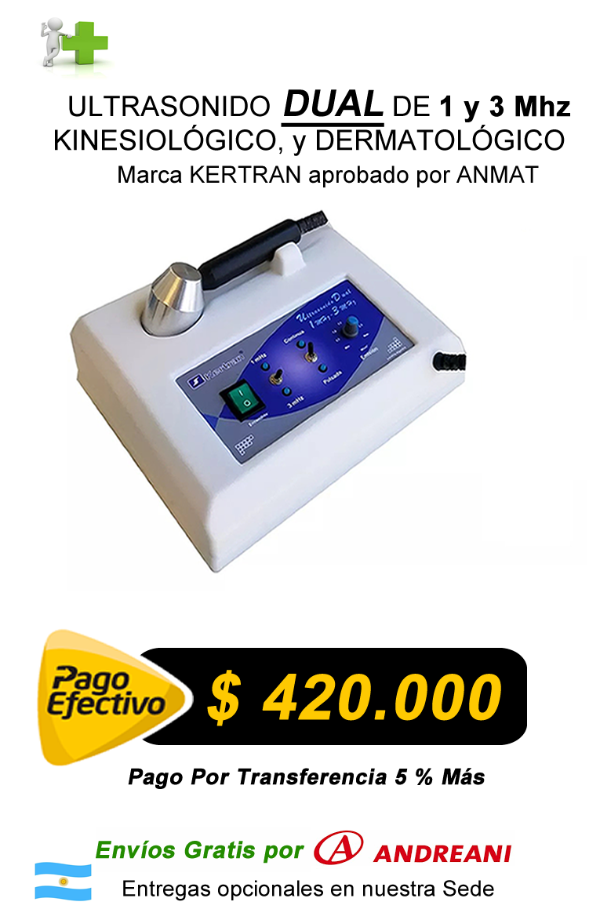 Producto - Ultrasonido DUAL, 1 Y 3 mhz Marca Kertan, Kinesiologia/Dermatología Cavitación