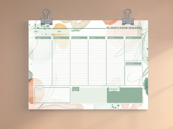 Producto - PLANNER SEMANA A LA VISTA - ABSTRACTO - FORMATO A4
