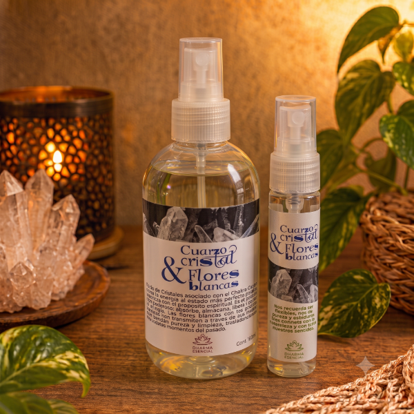 Producto - ROCIO AURICO DHARMA - CUARZO CRISTAL Y FLORES BLANCAS