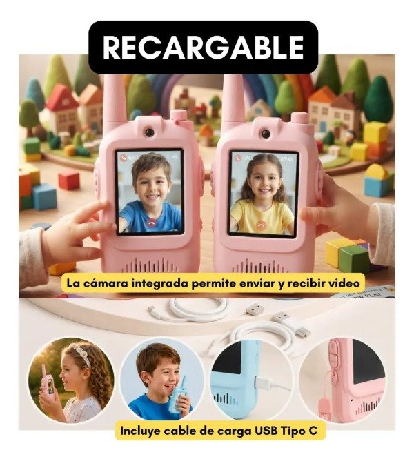 Producto - SQ-XJ05 WALKIE-TALKIES CON VIDEO 2 POR CAJA CELESTE X1 ROSA X1 - 6