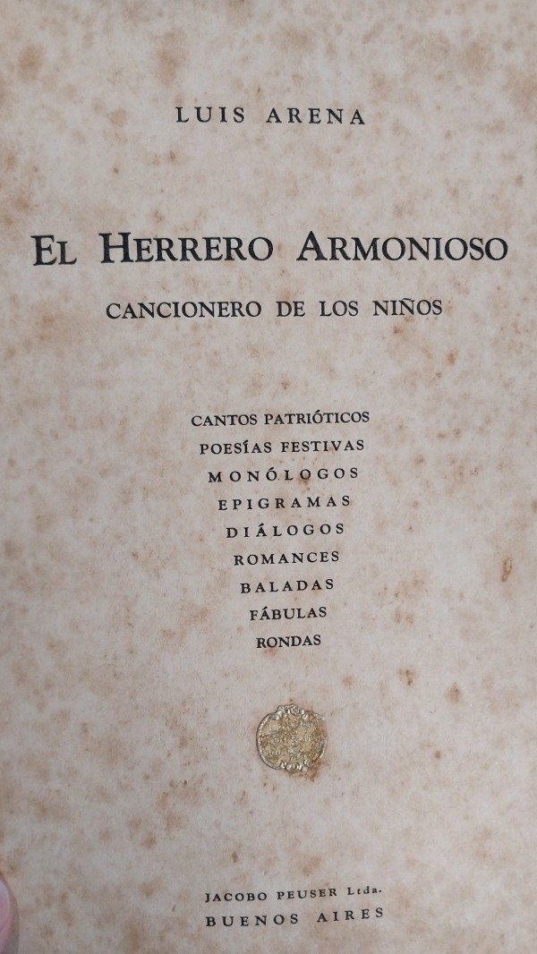Producto - El herrero armonioso cancionero de los niños ARENA