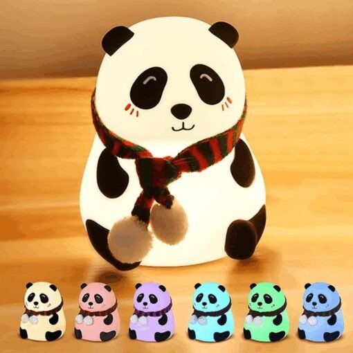 Producto - Lámpara Velador Silicona RGB Panda Sentado QY-006 6869