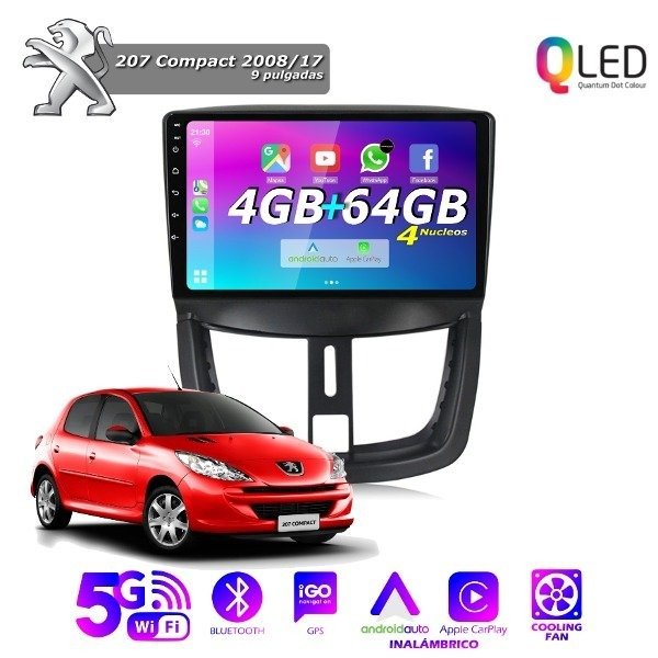Producto - MULTIMEDIA PEUGEOT 207 COMPACT - 4G 64M - 9" CON CAR PLAY Y ANDROID AUTO