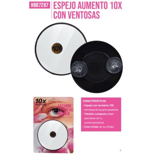 Producto - ESPEJO AUMENTO X10 CON VENTOSA PINK 21