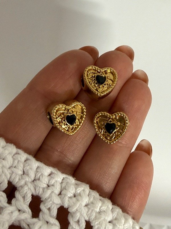 Producto - DD101 Dije para Pandora corazón con strass negro