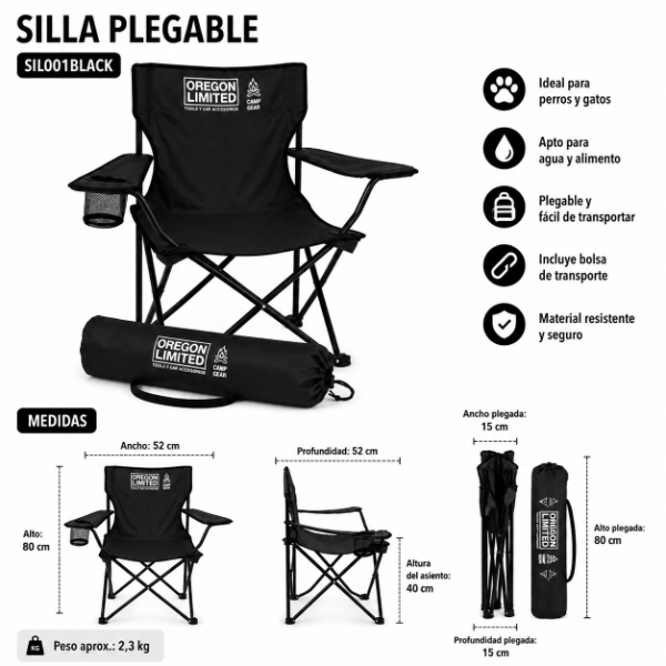 Producto - Pack 2 Sillas Plegables Oregon Camping Playa Con Portavasos - 5