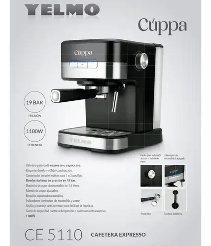 Producto - CAFETERA ESPRESSO YELMO 19 BARES 1.5L 1100W CE-5110