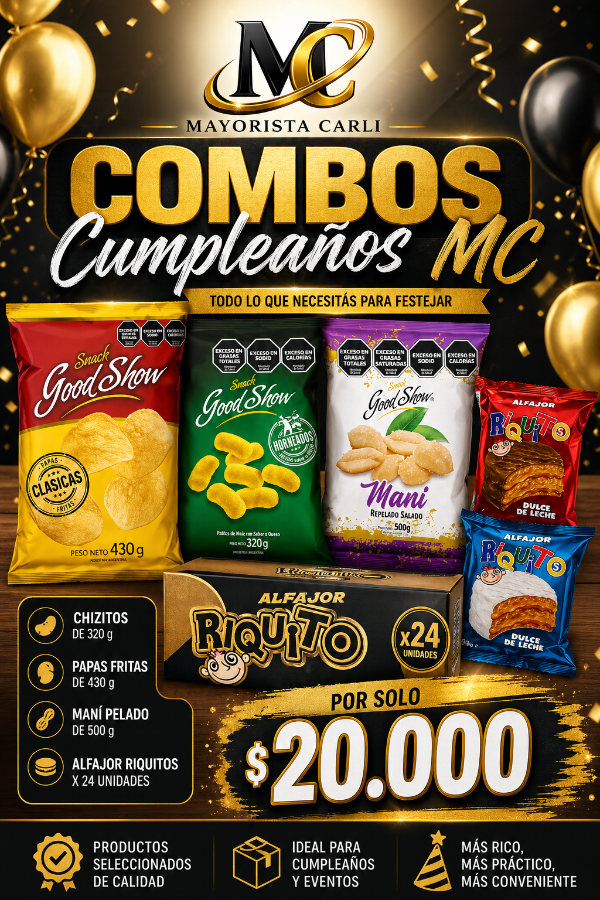 Producto - Papas Fritas + Chizitos + Maní Salado + Caja de Alfajores
