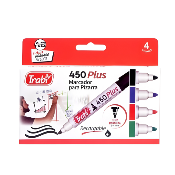Producto - MARCADORES TRABI P/ PIZARRA 450 x4 RECARGABLE