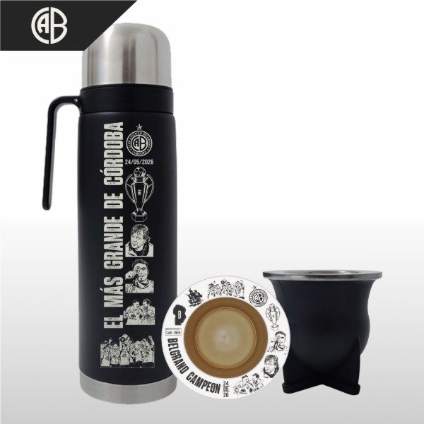 Producto - SET MATE PERSONALIZADO + TERMO MEDIA MANIJA BELGRANO CAMPEÓN V1 - 0