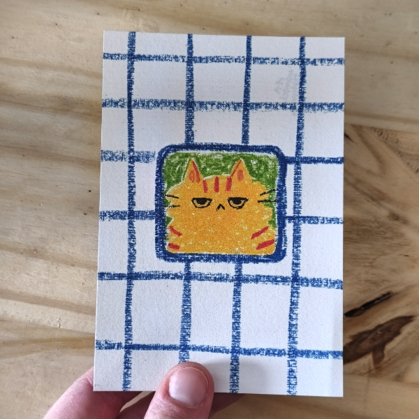 Producto - postal cuadrillé crayon