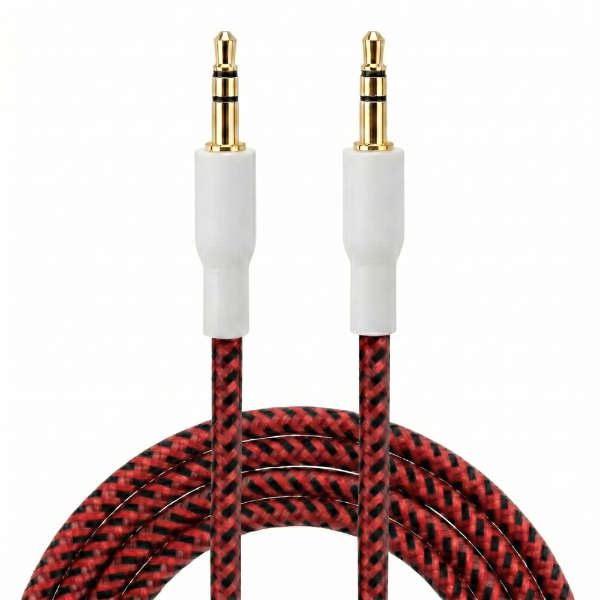 Producto - Cable auxiliar de audio - Revestido en tela rojo - 3.5 mm - Only
