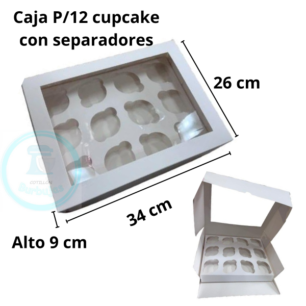 Producto - Caja Cupcake 12 Cavidades con Visor x1