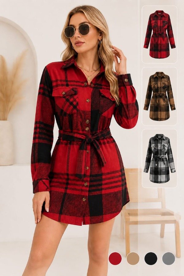 Producto - CAMISA CUADRILLE LARGA  CON LAZO PAÑO MUJER