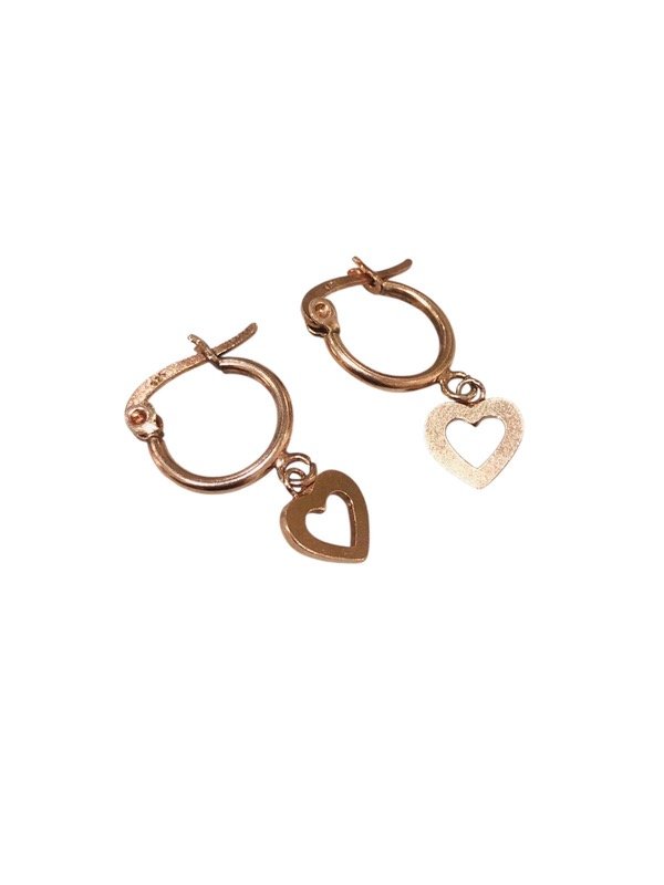 Producto - Argollas dije corazón Plata 925 Rose