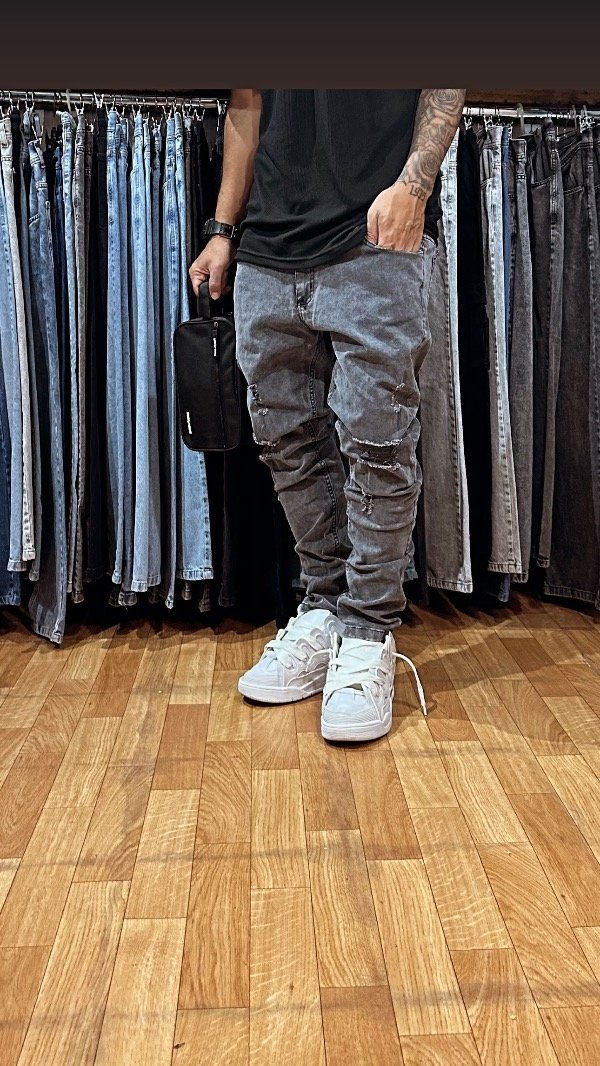 Producto - Jean elastizado gris nevado roturas mv