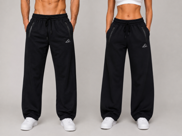 Producto - Pantalón Recto tipo Baggy Unisex Negro 3 Tiras