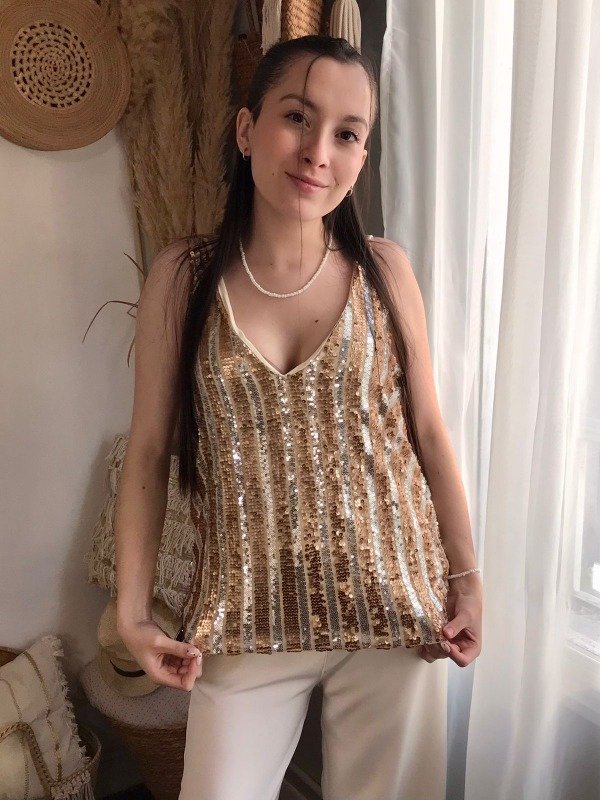 Musculosa Cirsel Lentejuelas  Dorada