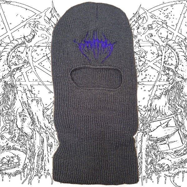 Producto - Pasamontañas Void Crest Thread gris con bordado violeta