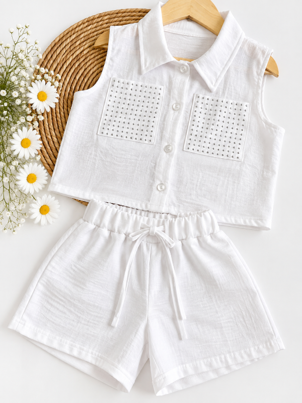 Producto - CONJUNTO GIANNA BLANCO (CAMISA + SHORT)