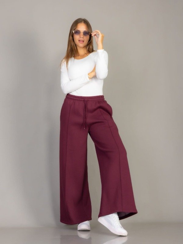 Producto - Pantalón Wide Leg Friza Bordo