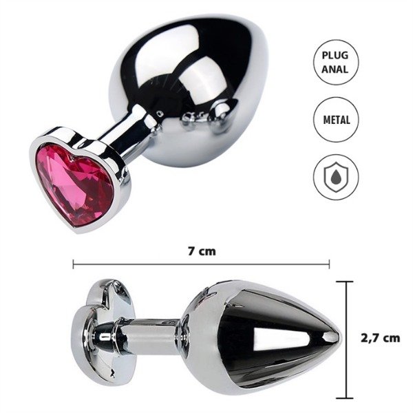Producto - Plug Anal Small Con Gema Roja En Forma De Corazón