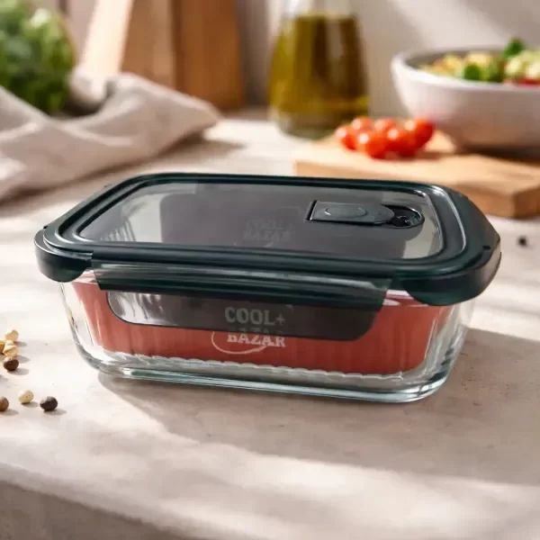 Producto - HERMETICO RECTANGULAR VIDRIO BOROSILICATO CON TRABAS 1520ML 22X16CM - 0