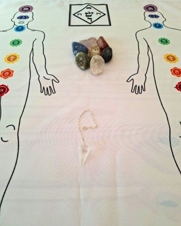 Producto - Manta + Piedras + Péndulo Cristal